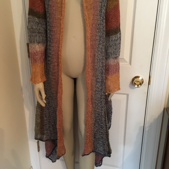 Knitted & Knotted striped cardigan multi color with Lurex Large - Picture 8 of 8